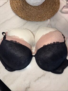 New Lace Bra Trio - Black, Blush, Ivory